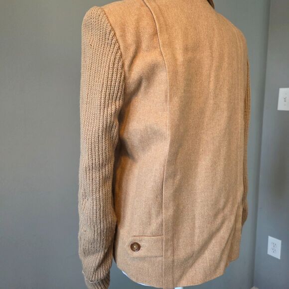 Vintage Arthur Jay Wool Sweater Camel Tan Women's Woven Jacket Blazer Size Small - Picture 8 of 8